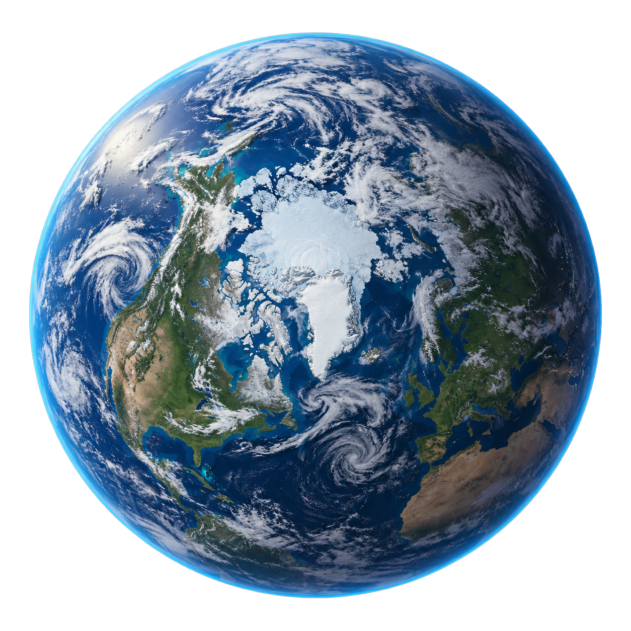 Blue Earth with visible cloud systems